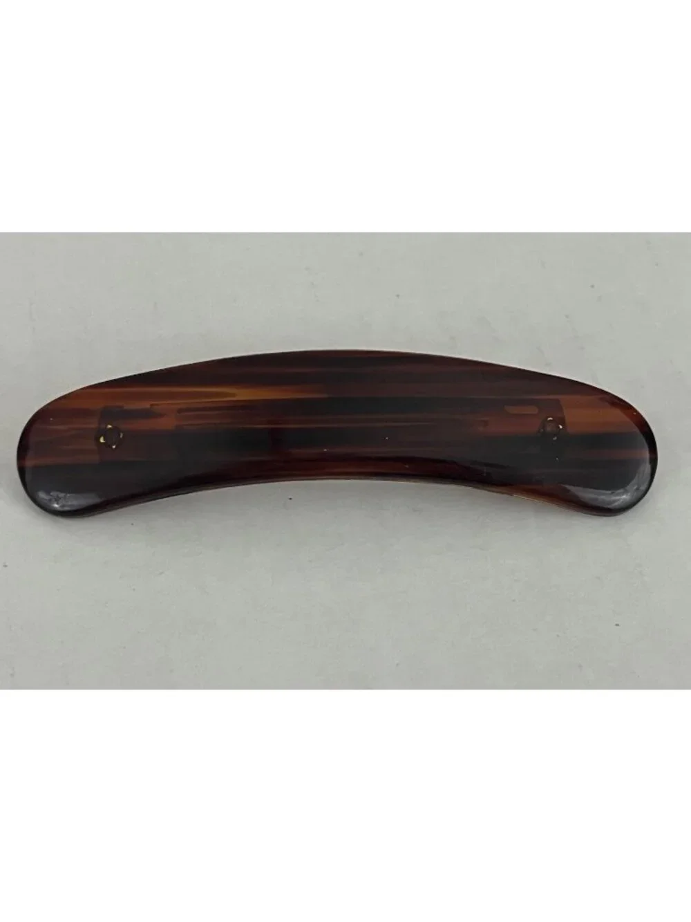 Vintage Tortoiseshell Hair Barrette Plastic Metal Curved 4.5